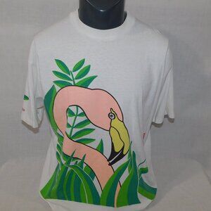 VTG 90s Caryn Elliott Air Canada Mens XL Flamingo Graphic T Shirt Crewneck Retro